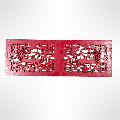 Rückseite des Holz-Dekopaneel mit Phönix – Handgeschnitzt und Bemalt | Vintage-Stil