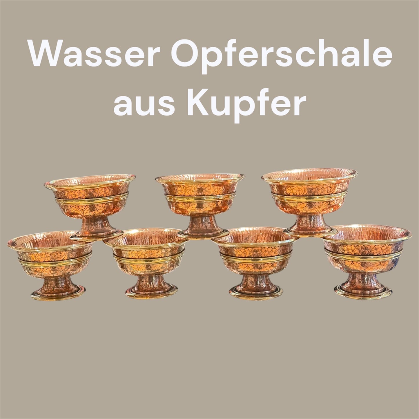 Tibetan 7-Water Offering Bowl made of Copper - Spiritual Beauty Tibet"