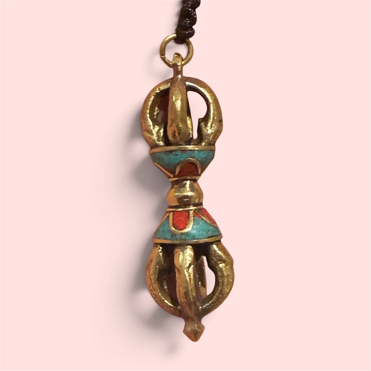 Copper Vajra pendant with adjustable cord