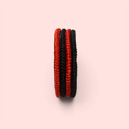 Bracelet à nœuds tibétain – Rouge, noir, taille réglable