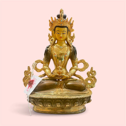 Buddha Amitayus – Sangay Tsepakmey du Népal, 23 × 18 cm