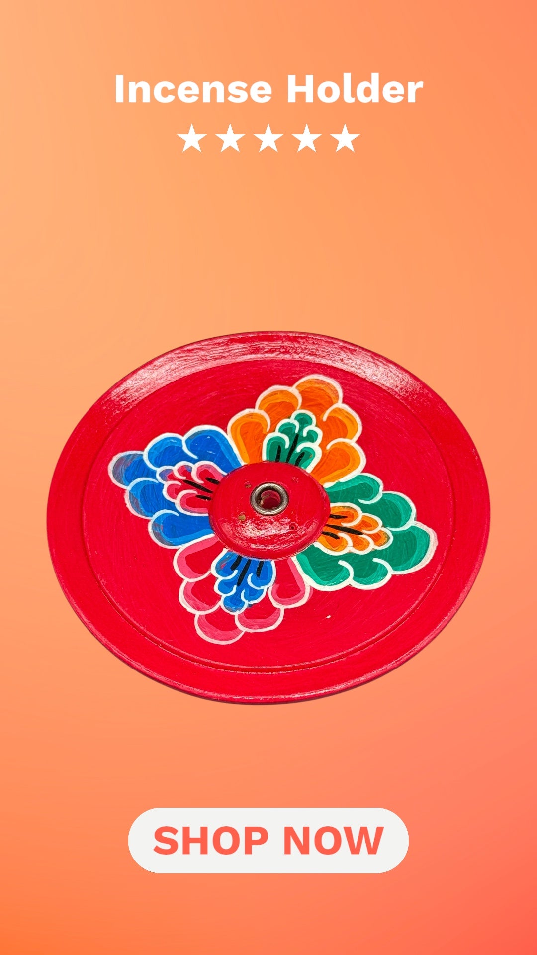 Räucherstäbchenhalter Holz – für dickes oder dünnes Räucherstäbchen-Handbemalt