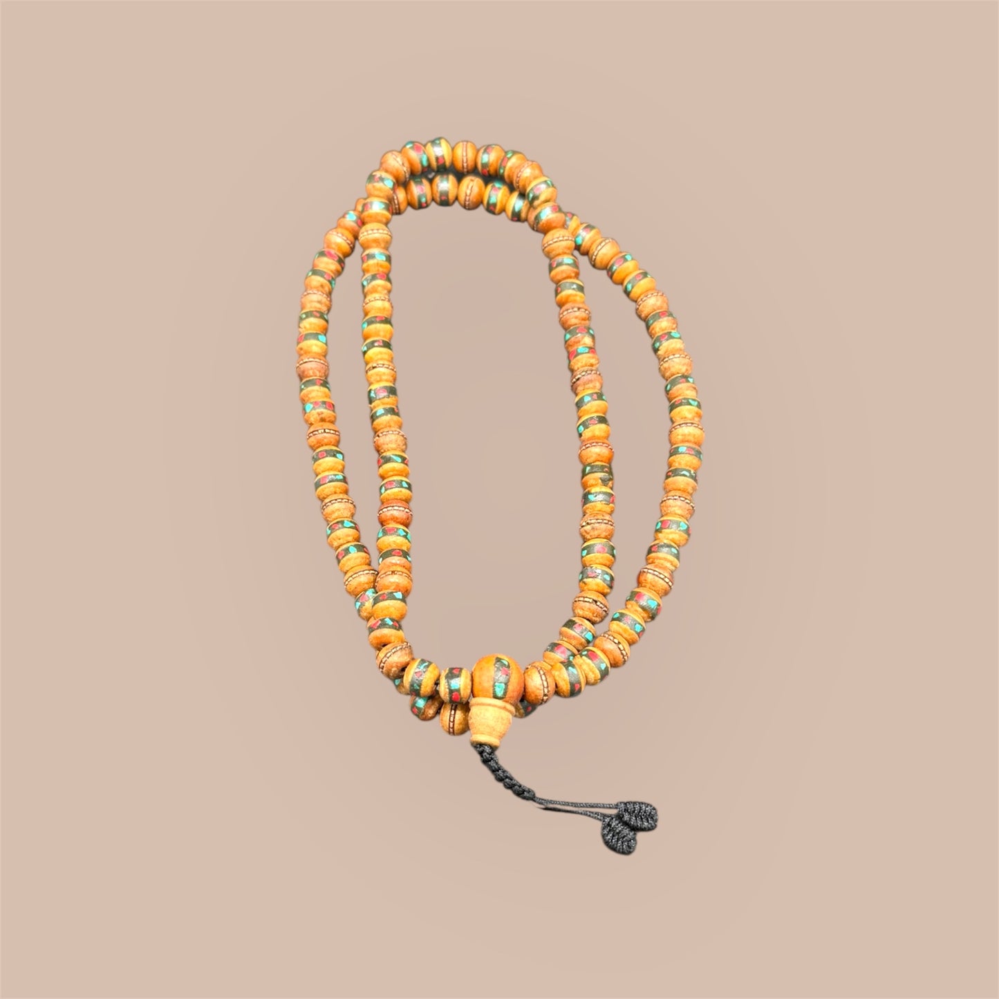 Sandelholz Mala 108 Perlen mit Edelsteinen - 7mm 74 cm