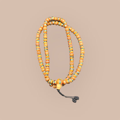 Sandelholz Mala 108 Perlen mit Edelsteinen - 7mm 74 cm