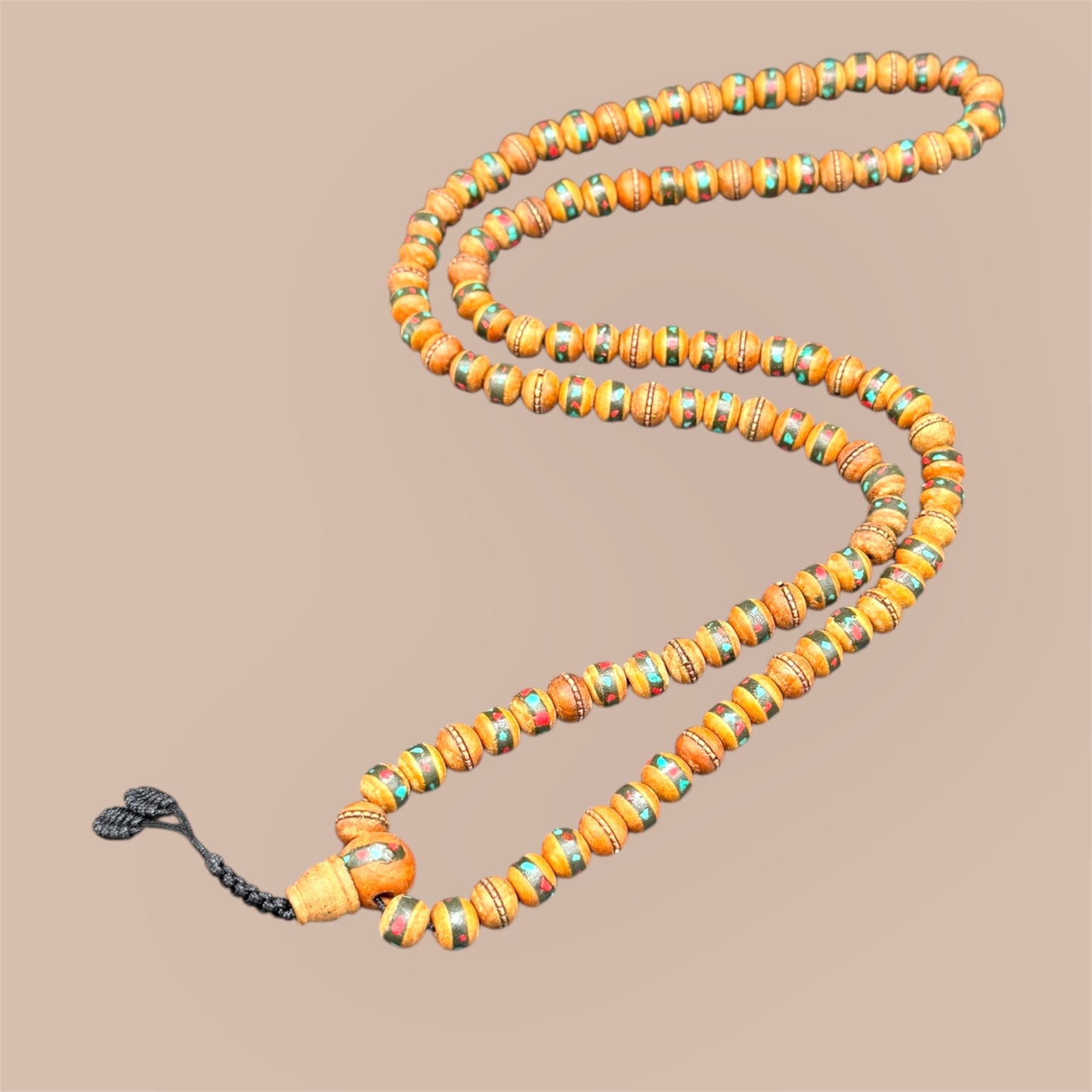 Sandelholz Mala 108 Perlen mit Edelsteinen - 7mm 74 cm