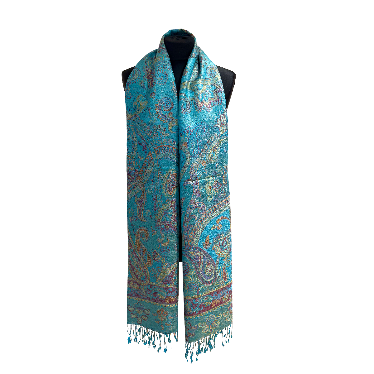 Super Silk 100% Silk Scarf Turquoise Paisley - Luxury from India ...