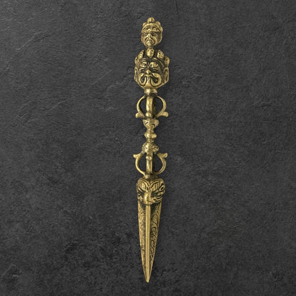 Tibetischer Phurpa-Ritualdolch aus Messing