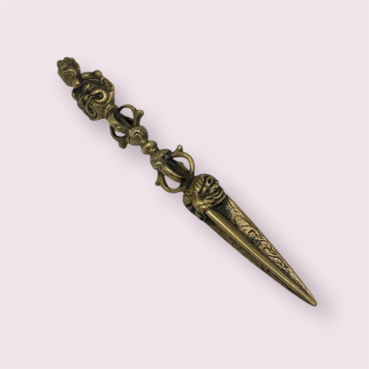 Tibetischer Phurpa-Ritualdolch aus Messing