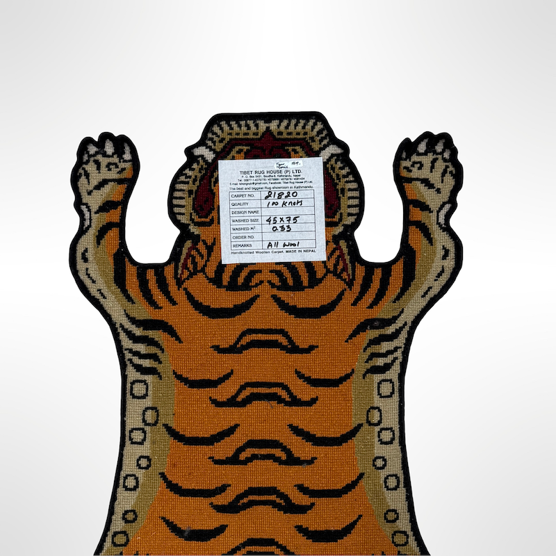 Tiger Teppich aus Wolle. Hergestellt in Nepal