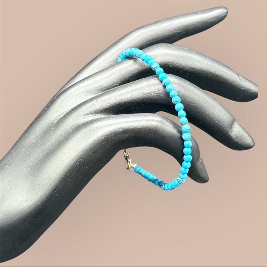 Türkis Armband 925 Silber - Türkisblaue Edelsteine 4mm 18 cm