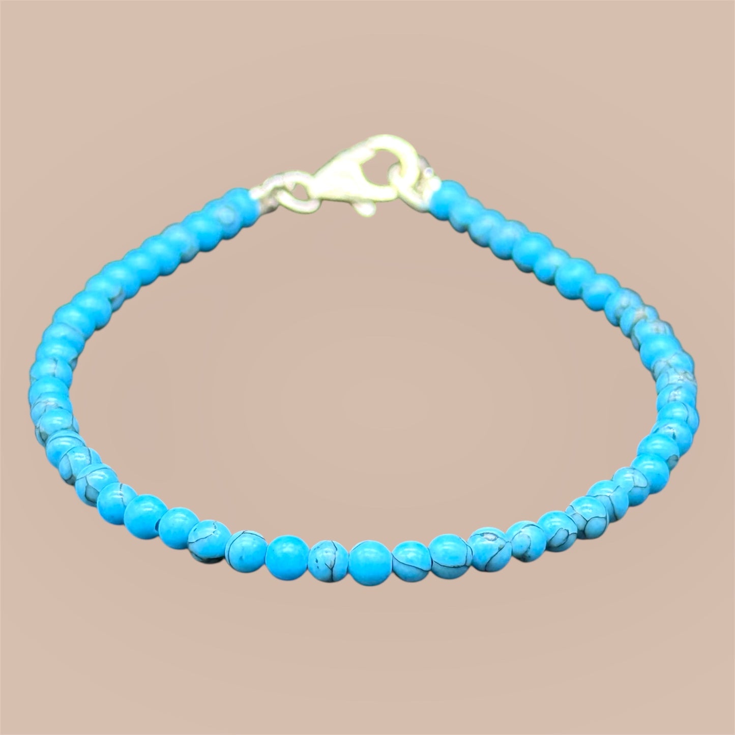 Türkis Armband 925 Silber - Türkisblaue Edelsteine 4mm 18 cm