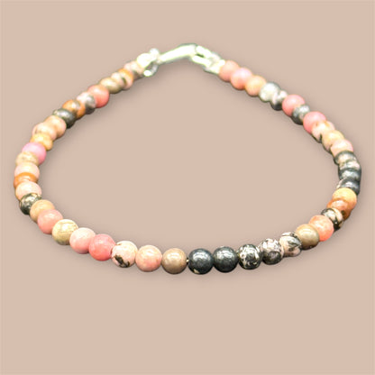 Tourmaline Bracelet in 925 Sterling Silver - Multicolored Gemstones 4mm 18cm
