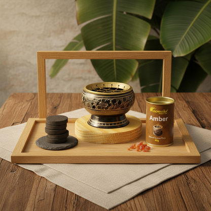 Räucherwerk Starter-Set – Harz, Holzkohle & Räuchergefäß
