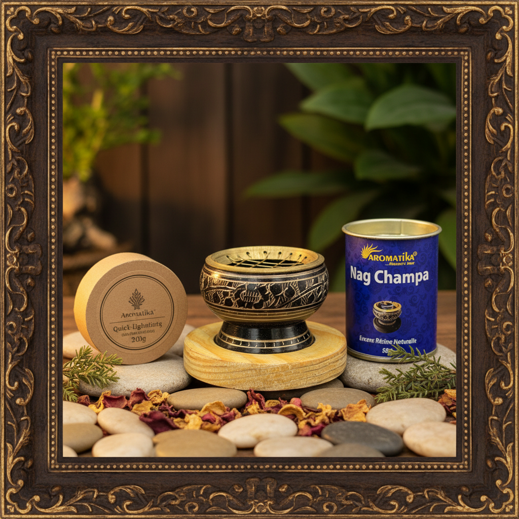 Räucherwerk Starter-Set – Harz, Holzkohle & Räuchergefäß