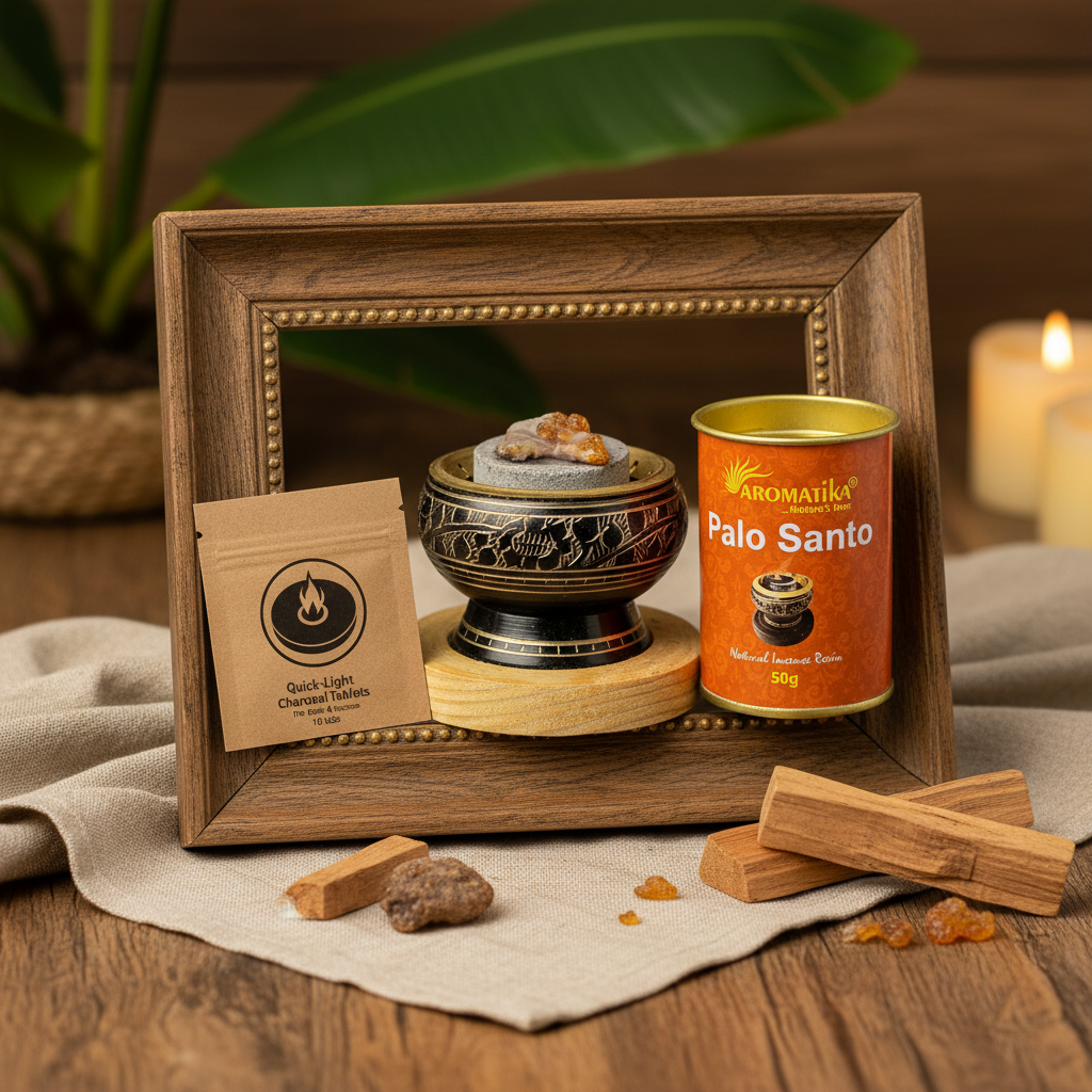 Räucherwerk Starter-Set – Harz, Holzkohle & Räuchergefäß