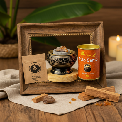 Räucherwerk Starter-Set – Harz, Holzkohle & Räuchergefäß