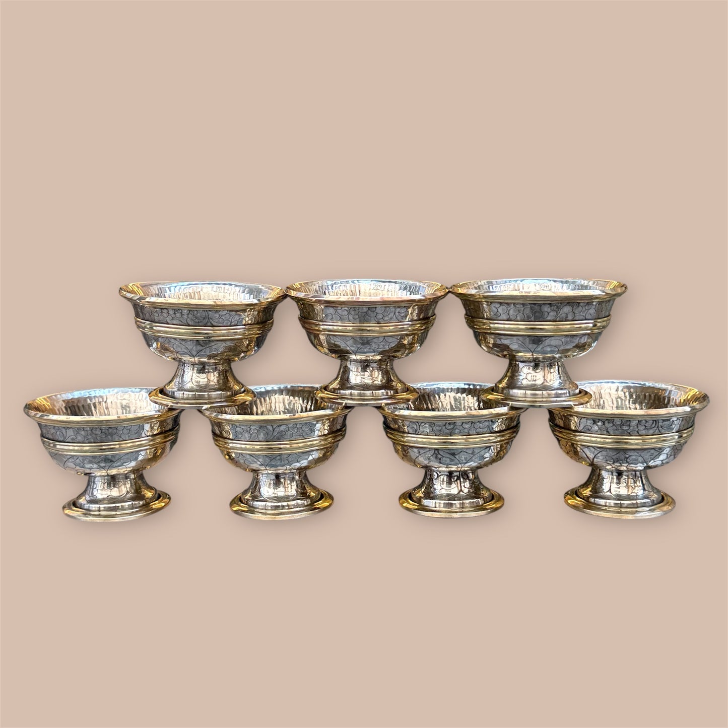 tibetische 7 Wasser-Opferschale aus messing 